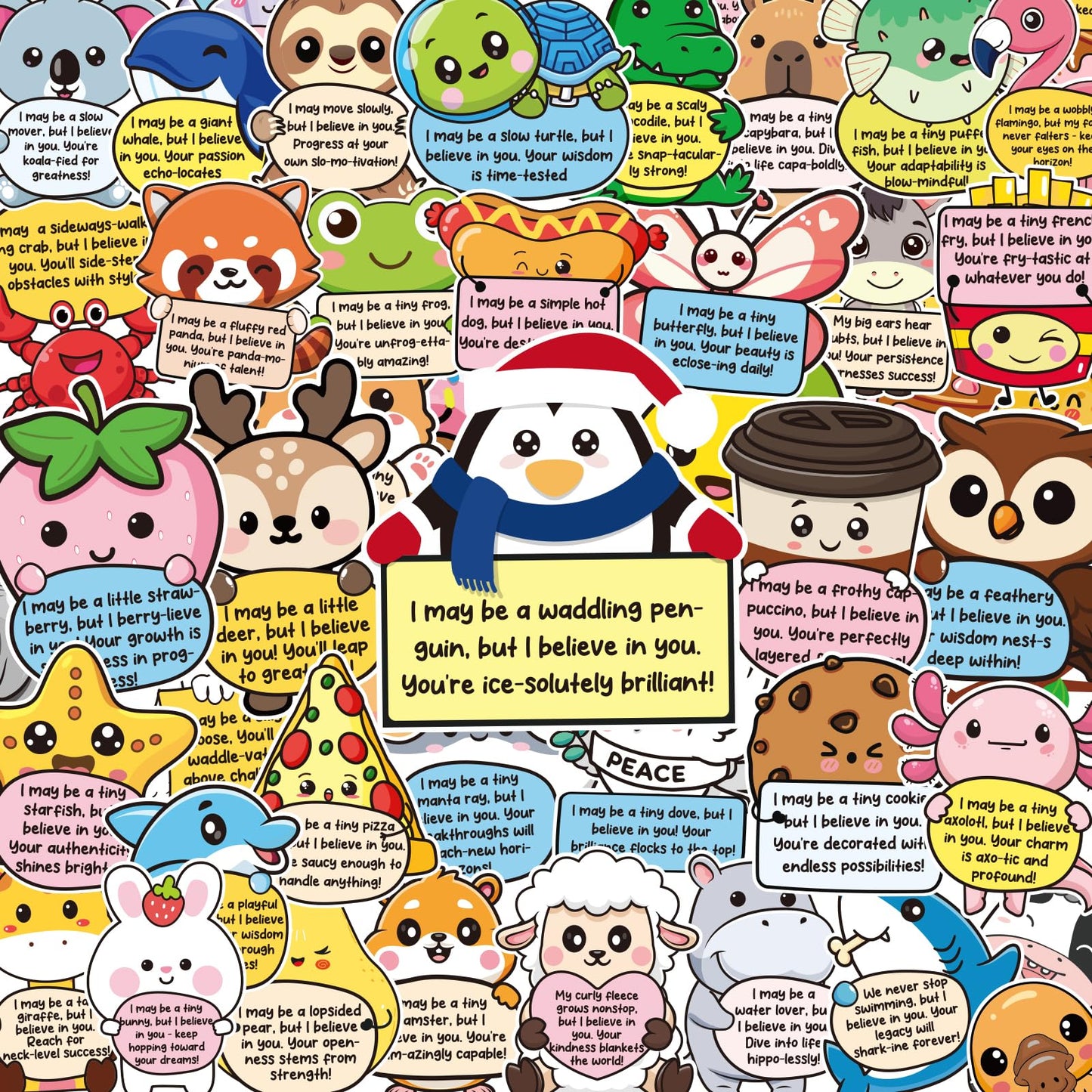 60 Emotional Support Animal Stickers for Water Bottles and Laptops