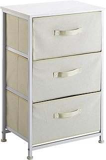 Cream 3-Tier Fabric Storage Cart with MDF Frame