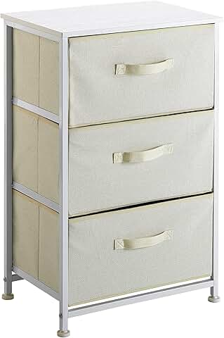 Cream 3-Tier Fabric Storage Cart with MDF Frame