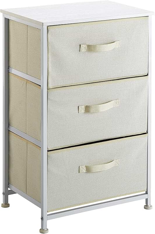 Cream 3-Tier Fabric Storage Cart with MDF Frame