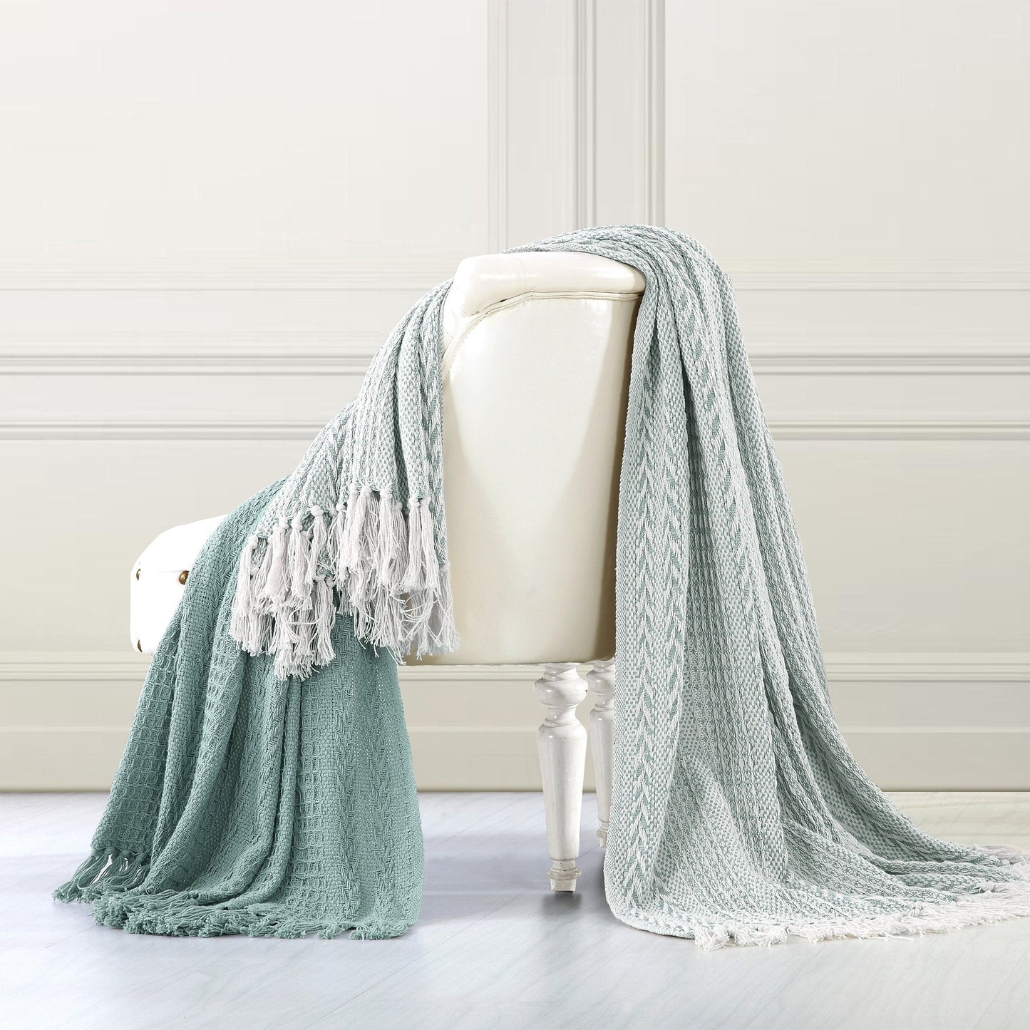 Allure 100% Cotton Throw Batik, Aqua, Standard Pack of 2)
