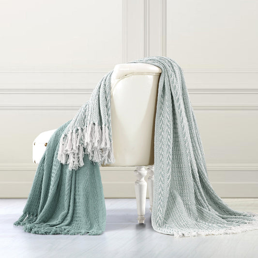 Allure 100% Cotton Throw Batik, Aqua, Standard Pack of 2)