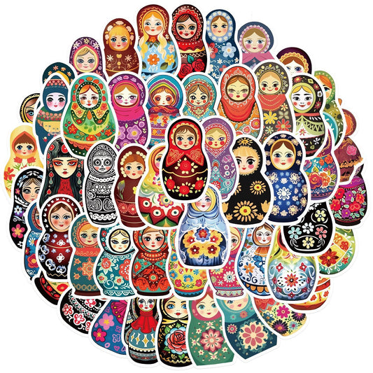 50 Russian Nesting Dolls Stickers for Journals and More