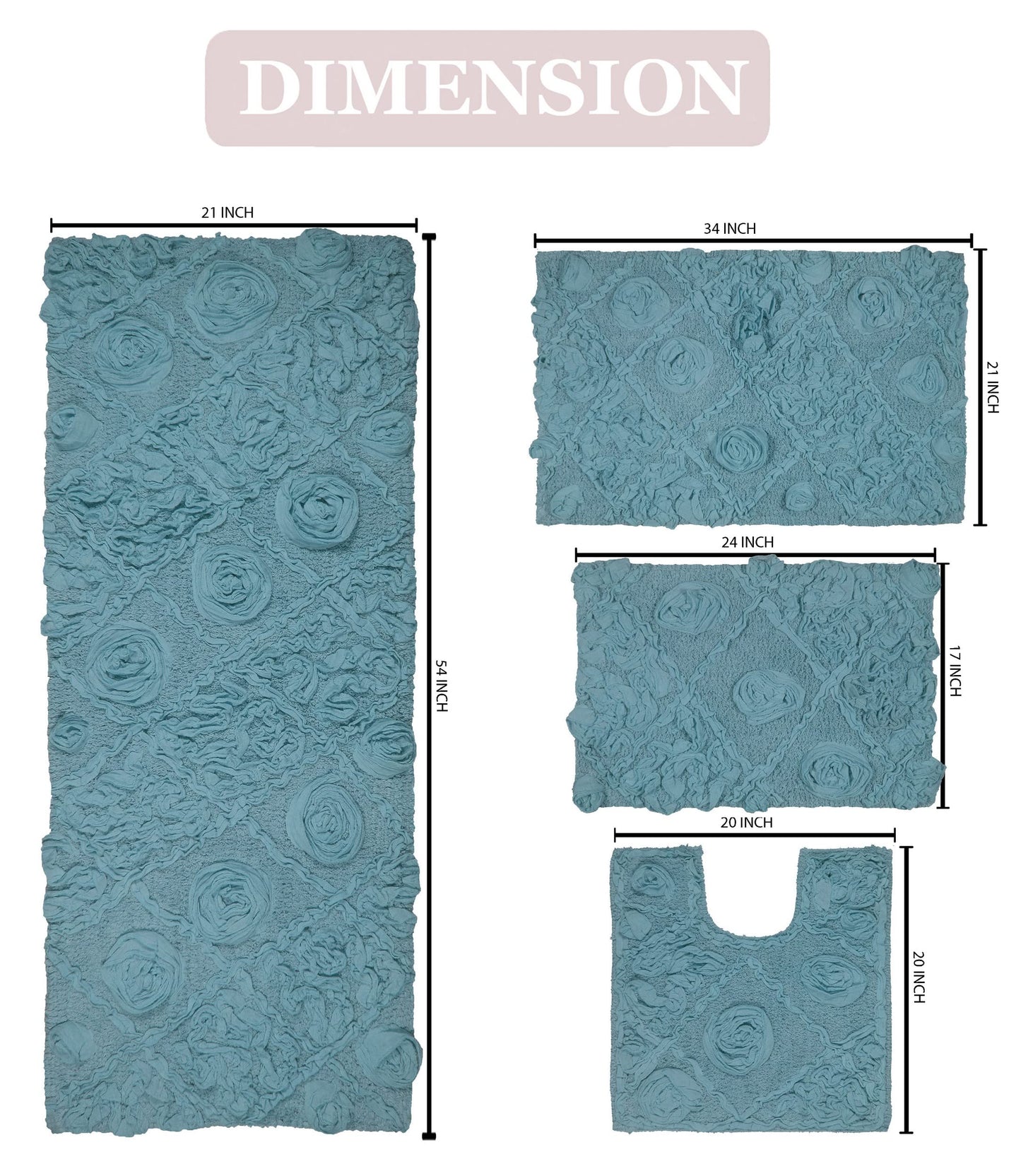 Ho e W rs odesto Bath Absorbent Cotton, Soft Rug, achine wash Dry, 4 Piece Set, Blue 4 Count