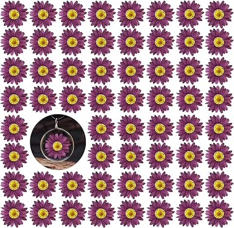 Purple Dried Sunflower Flowers for Resin Crafts, 60 pcs