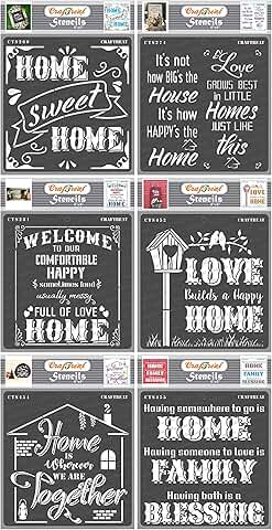 Reusable home decor stencils for painting, 6 pieces