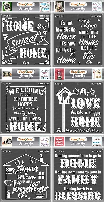 Reusable home decor stencils for painting, 6 pieces