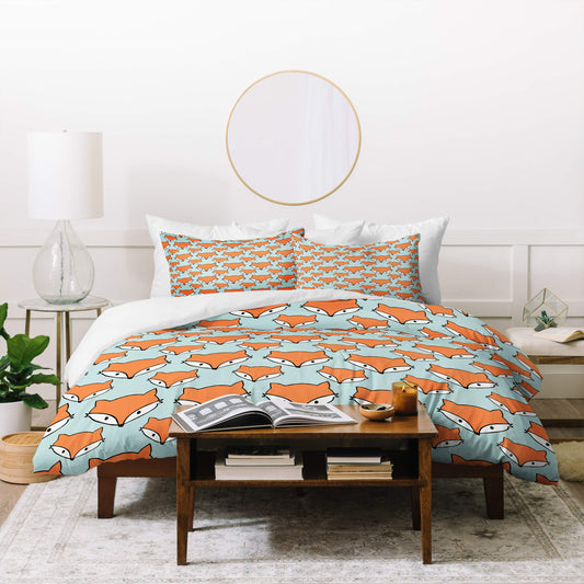 Allyson Johnson So Foxy Duvet Set with Two Pillow Shams, Queen/Full, Orange