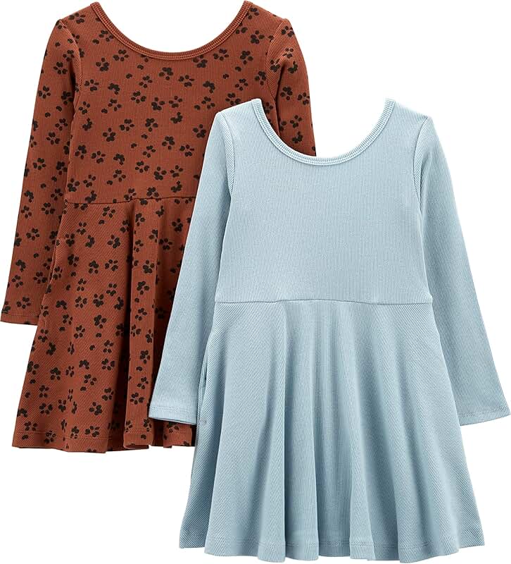 Girls' two-pack stretch rib dresses
