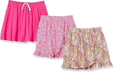 Girls' and toddlers' knit skorts with elastic waist and breathable shorts, pack of 3