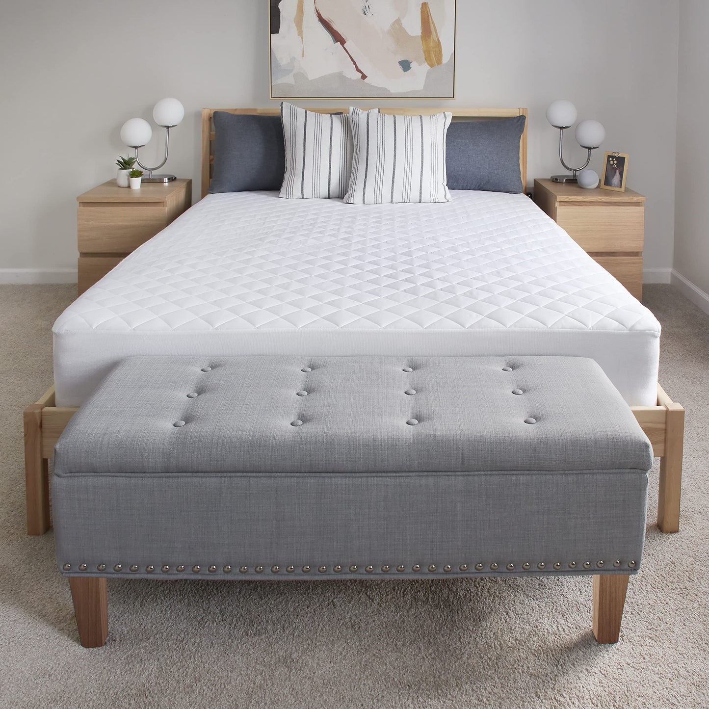 Cotton Top Fitted Mattress Pad, Queen