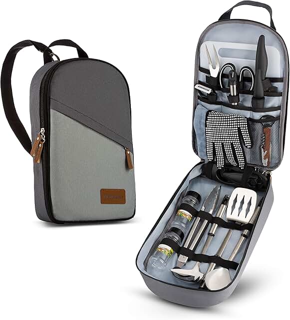 Portable Camp Kitchen Utensil Set for Travel and Camping
