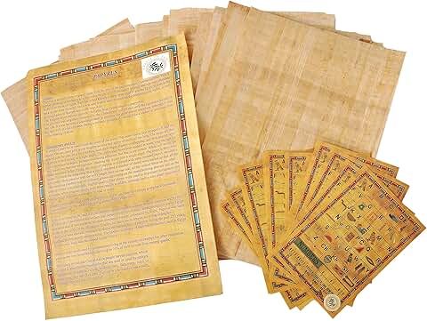 Set of 10 Egyptian Papyrus Sheets for Art and History