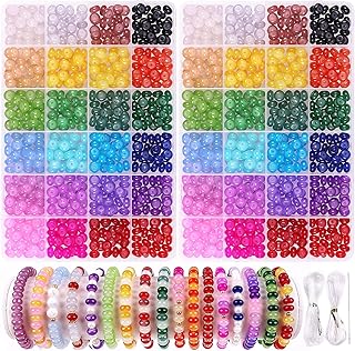 1250 Glass Beads for Jewelry Making, 24 Colors, 5x8mm