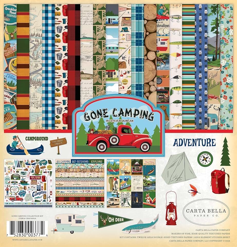 Gone Camping Collection Kit, 12 x 12 Paper, Multicolor