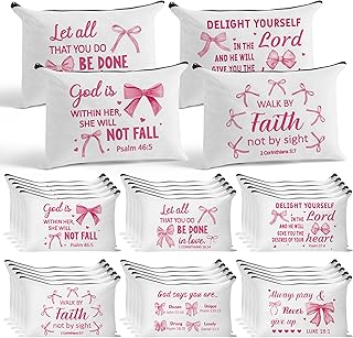 Pink Bible Verse Makeup Bags Set, 30 Pieces