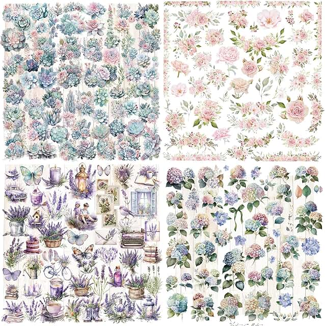 Clear floral sticker set for journaling and crafts