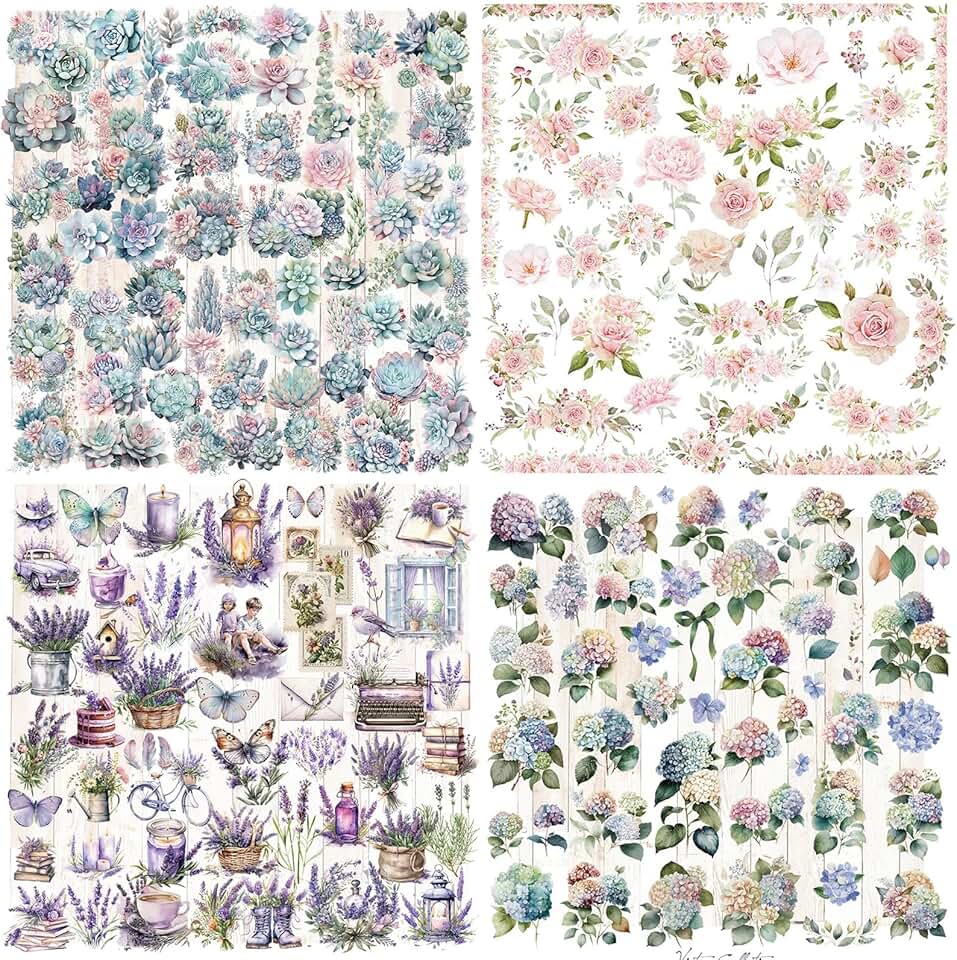 Clear floral sticker set for journaling and crafts