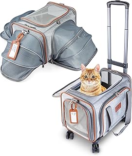 Expandable Pet Carrier with Wheels for Small Dogs and Cats