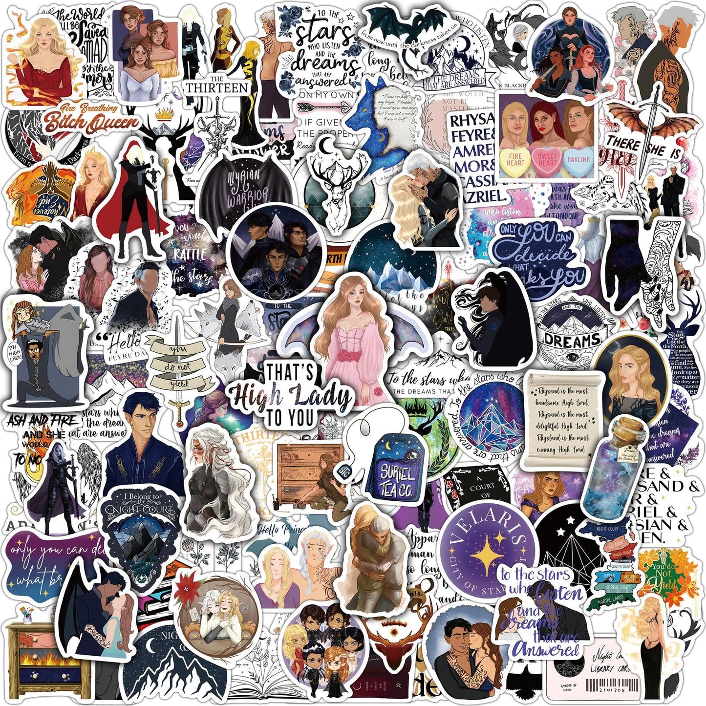 114-Piece Fantasy Book Stickers for Laptops and Water Bottles