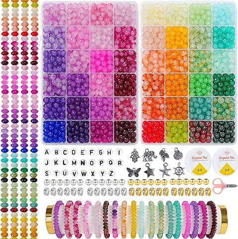1500 Glass Beads for Jewelry Making, 48 Colors