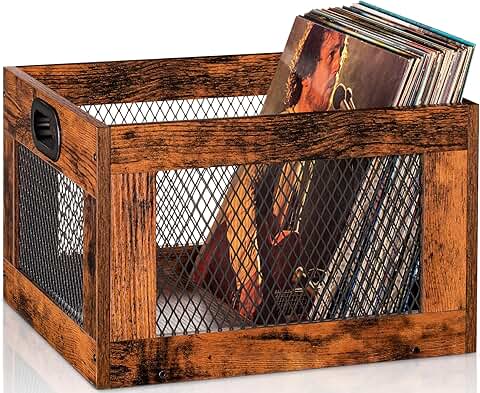Wooden Vinyl Record Storage Crate for Albums