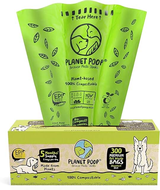 Large Compostable Dog Poop Bags, 300 Count