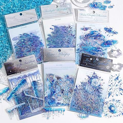 120 Vintage Ice Crystal Water Drop Scrapbook Stickers