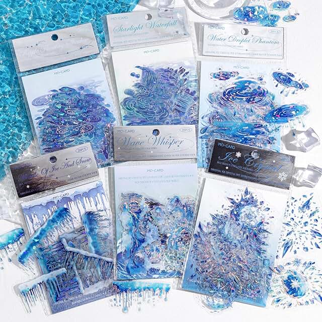 120 Vintage Ice Crystal Water Drop Scrapbook Stickers