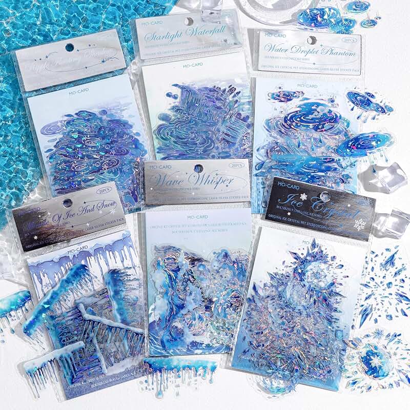 120 Vintage Ice Crystal Water Drop Scrapbook Stickers
