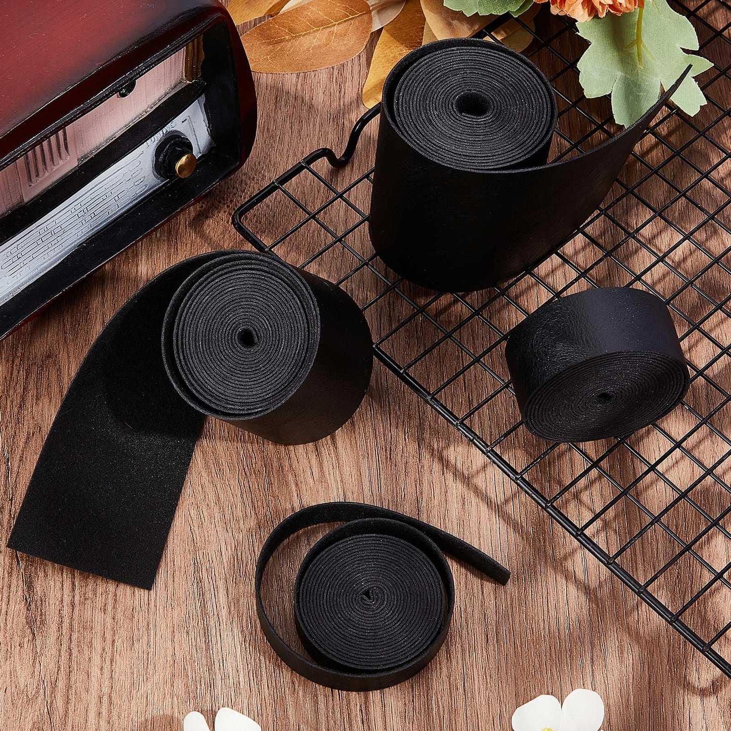 Black Leather Strips 2" x 79" x 1.2mm, 2 Pieces