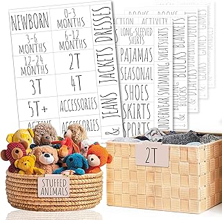 Nursery and Kids Room Organization Labels, 144 Clear Stickers