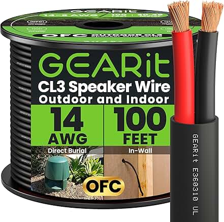 14 Gauge Outdoor Speaker Wire, 100 ft, Black