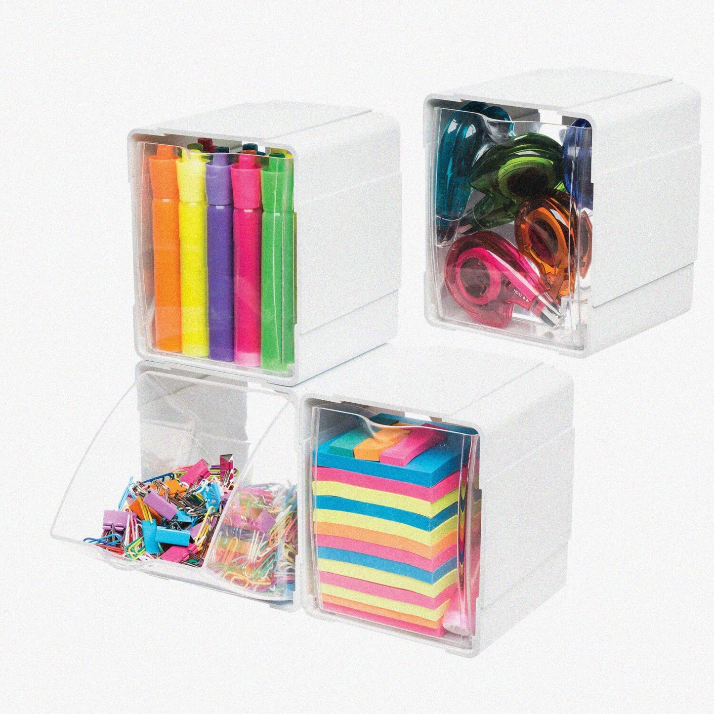 Set of 4 White Tilt Bins 5.2" x 5.54" x 4.65"