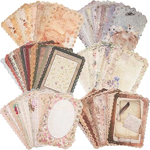 Set of 60 Vintage Lace Edged Scrapbook Papers