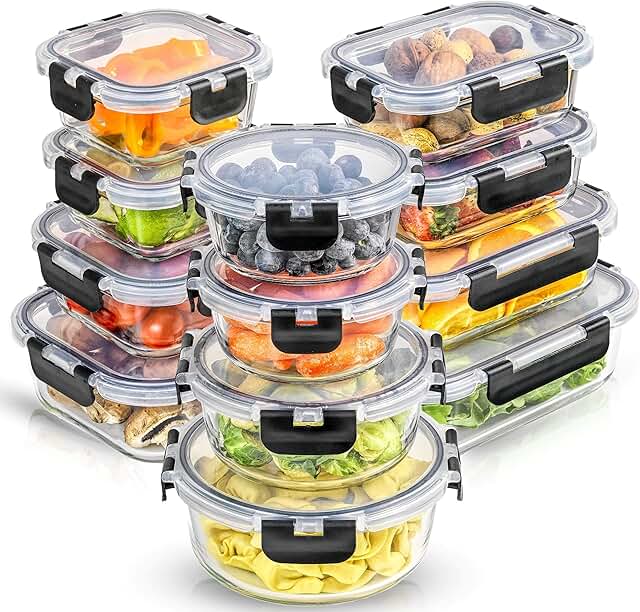 24-piece borosilicate glass storage containers with lids