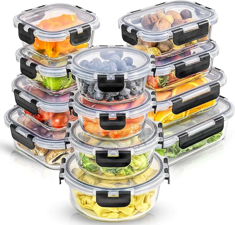 24-piece borosilicate glass storage containers with lids