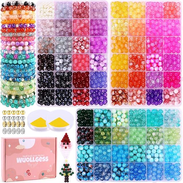 Set of 2080 8mm glass beads in 72 colors for jewelry making