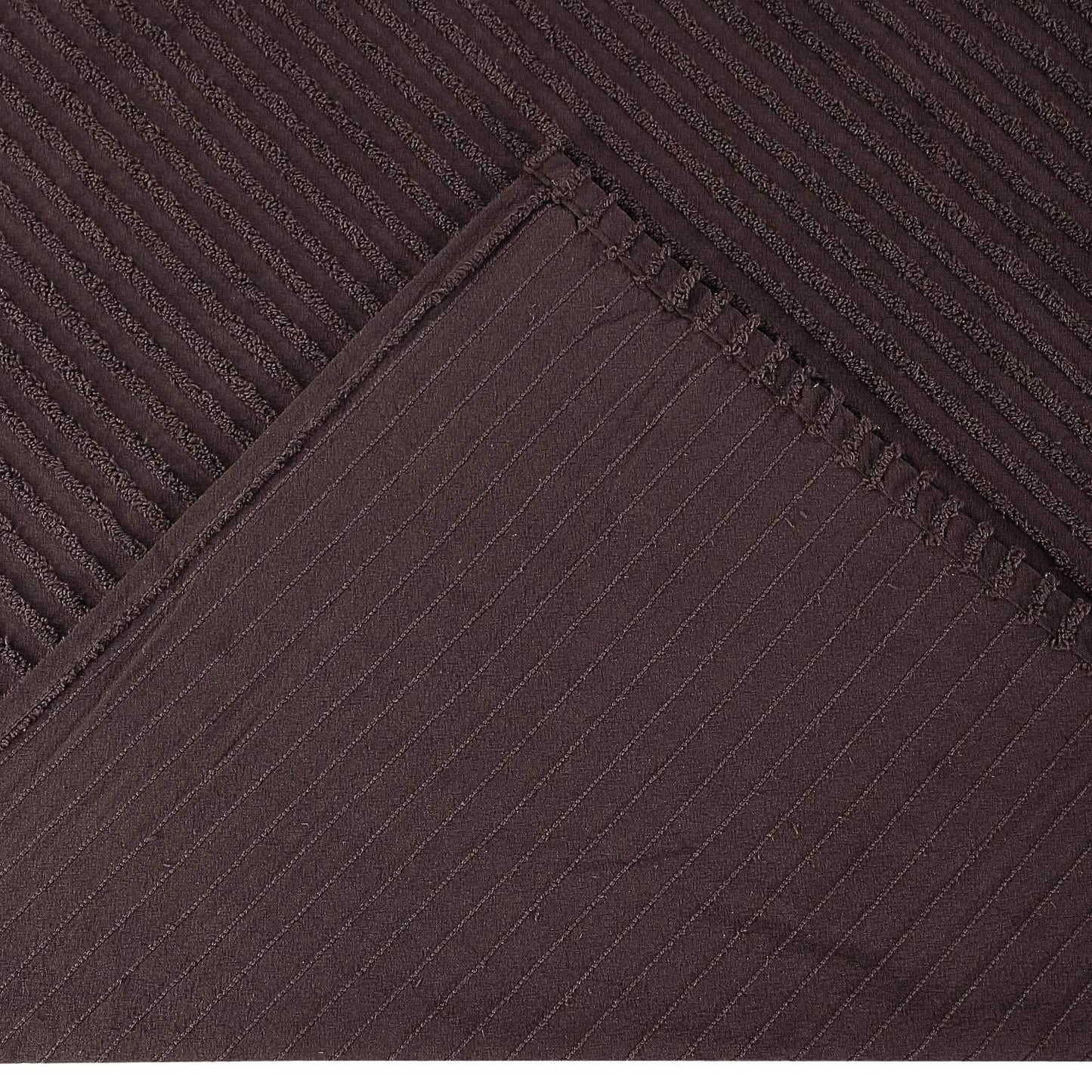 Jullian is Super Soft and Light Weight in Bold Stripes Design 100% Cotton Tufted Unique Luxurious Machine Washable Tumble Dry, Queen Bedspread, Chocolate