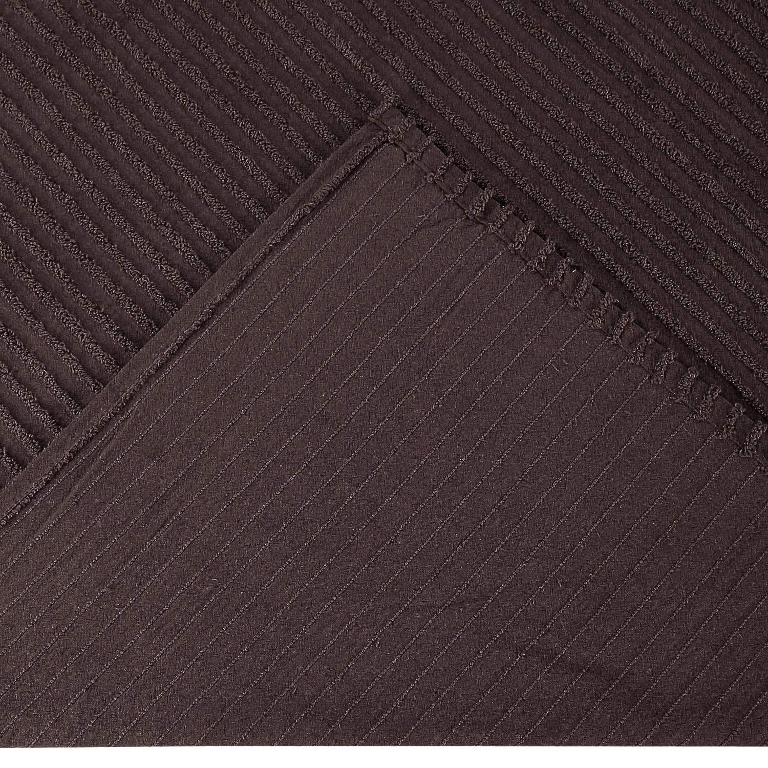 Jullian is Super Soft and Light Weight in Bold Stripes Design 100% Cotton Tufted Unique Luxurious Machine Washable Tumble Dry, Queen Bedspread, Chocolate