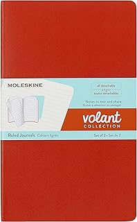 Set of 2 Large Soft Cover Ruled Journals in Coral Orange and Aqua Blue