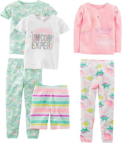 Girls' Six-Piece Cotton Pajama Set