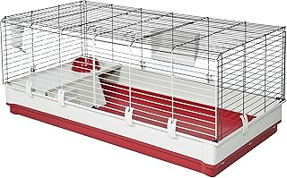 Large White and Red Rabbit and Guinea Pig Cage