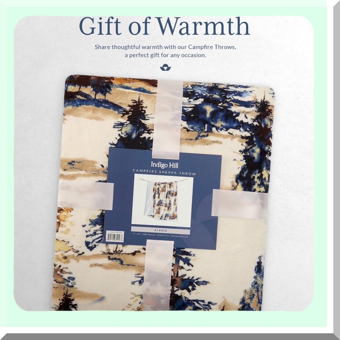 Forest Pine Sherpa Throw Blanket - Cozy Woodland Mountain Print, Perfect for Camping, Outdoor Adventures, Cabin Lodge, Rustic Fleece, 54x68 inches