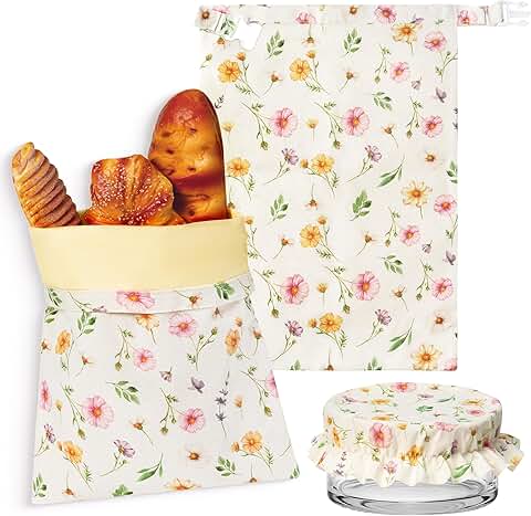Reusable Beeswax Bread Bags and Food Wraps Set