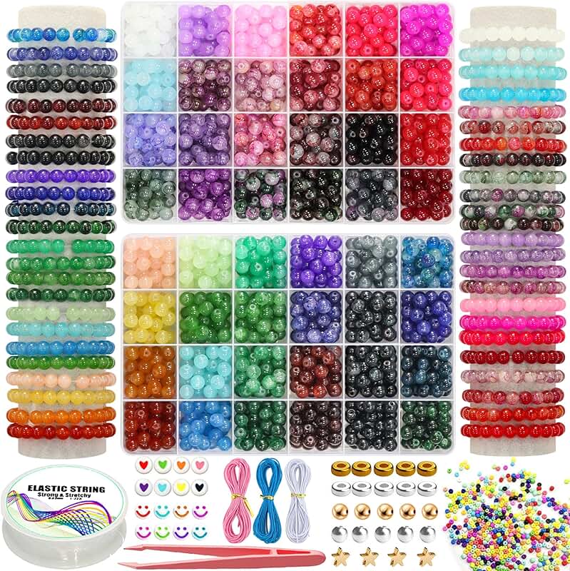 48-Color Glass Beads for Jewelry Making, 1700+ Pieces