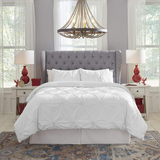 200TC 3 PC Knotted Pintuck Duvet Set King/Cal King, White