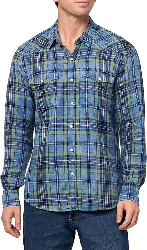 Men's Indigo Twill Long Sleeve Western Shirt
