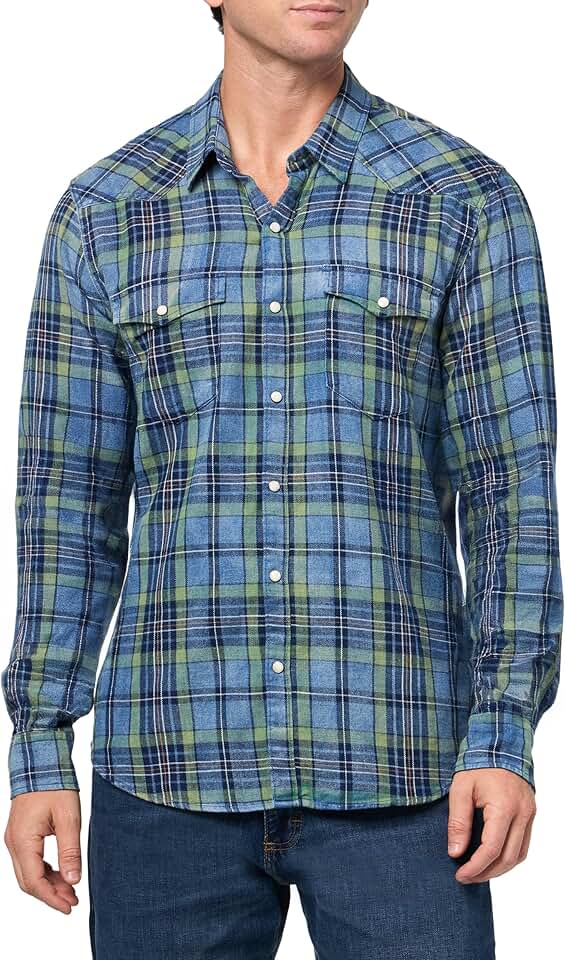 Men's Indigo Twill Long Sleeve Western Shirt