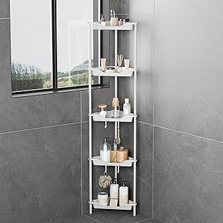 5-Tier Floor Corner Shower Caddy Organizer in White